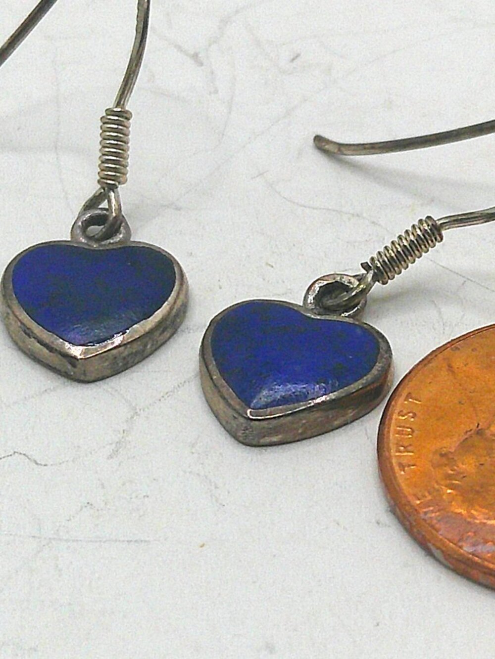Vintage Lapis Hearts in Sterling Silver Setting